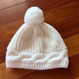 Gymboree White Knit Hat with Pom-Pom